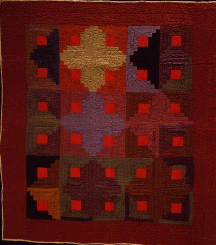 Artist unidentified, “Log Cabin Quilt, Light and Dark Variation,” Honeyville, Indiana, 1900–192…