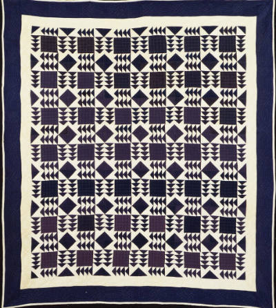 Clara Coon, “Wild Goose Chase Variation Quilt,” Kansas, 1920, Cotton, cotton muslin backing, wh…