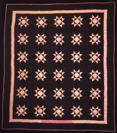 Sarah T. Bontraeger, “Ohio Star Quilt,” Haven, Kansas, 1926, Cotton, sateen, 76 3/4 × 67 1/4 in…