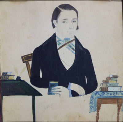 Jane Anthony Davis, (1821–1855), “Portrait of a Gentleman Seated Between Two Tables,” Rhode Isl…
