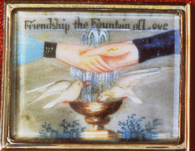 Artist unidentified, “Miniature Pin: Friendship the Fountain of Love”, United States, 1830, Wat…