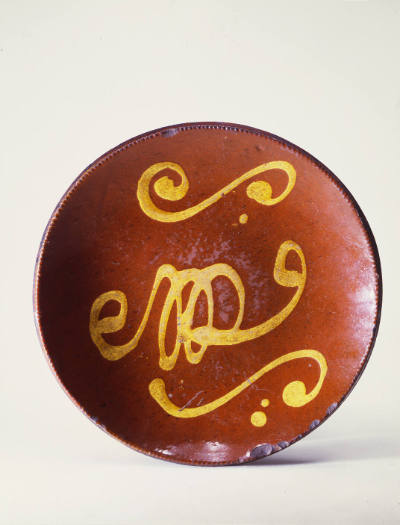 Artist unidentified, “Pie Crust Plate,” Pennsylvania, 1900, Glazed redware, 10 1/4 in., Collect…