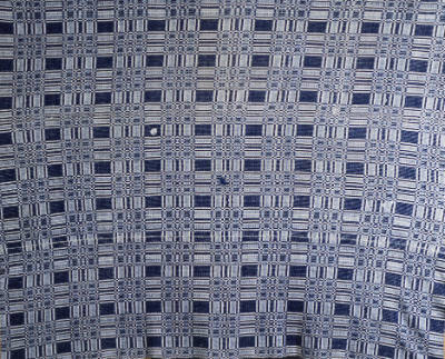 Artist unidentified, “Blue and White Geometric Overshot,” Illinois, 19th century, Wool and line…