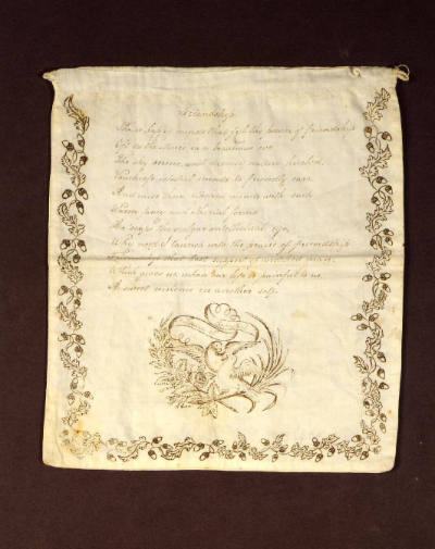 Artist unidentified, “Reticule or Workbag: "Friendship" and "Charity",” Probably New England, 1…