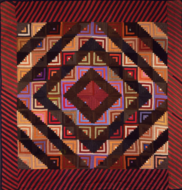 Log Cabin Quilt, Barn Raising Variation
Lydia A. (Kanagy) Peachey
Photographed by Schecter Le…