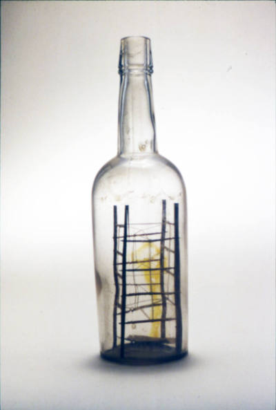 Artist unidentified, “Scaffold,” Salisbury Beach, 1875–1920, Glass, wood, thread, 11 3/4 × 3 1/…