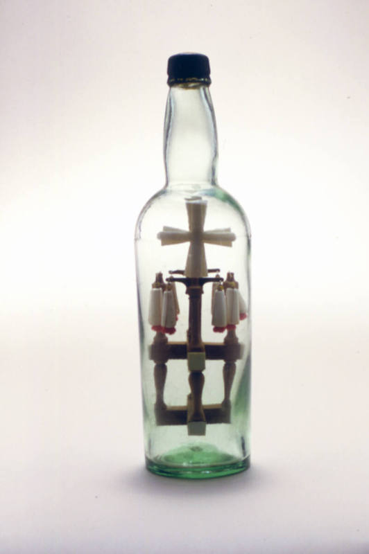 Artist unidentified, “Spindle White Cross with Bobbins”, Found in New Jersey, n.d., Glass, wood…