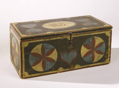 Artist unidentified, “Painted Box,” Pennsylvania or New England, 1835, Paint on wood, metal, 5 …