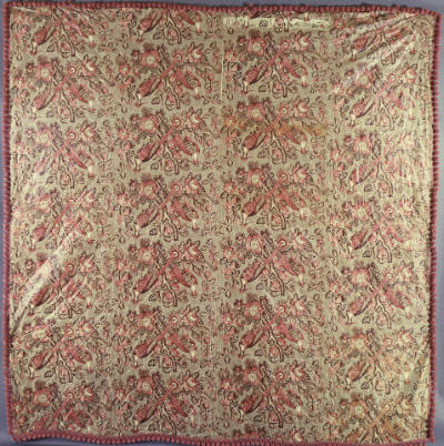 Elizabeth Higgs, (1795-1872), “Chintz Whole-Cloth Quilt with Ball Fringe,” Pennsylvania, 1850–1…