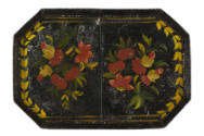 Artist unidentified, “2-Sheet Waiter”, Stevens Shop, Maine, c. 1820, Paint on tinplate, 12 × 17…