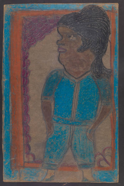 Nellie Mae Rowe, (1900–1982), “Figure in Blue Suit”, Vinings, Georgia, n.d., Crayon and pencil …