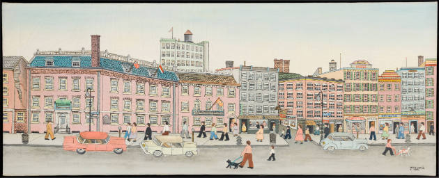 Vestie Davis, (1903–1978), Fraunces Tavern, New York City, 1964, Oil on canvas, 16 × 40", Beque…