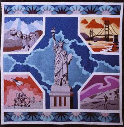 Charlotte Warr-Anderson, “Spacious Skies Quilt,” Kearns, Utah, 1985–1986, Cotton and polyester,…
