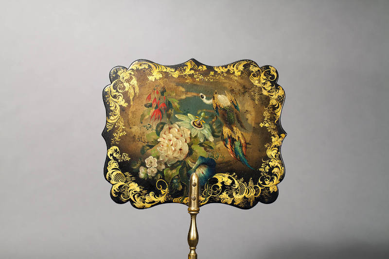 Artist unidentified, “Handscreen”, Probably Birmingham, England, 1800–1850, Paint on papier-mâc…