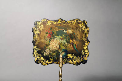 Artist unidentified, “Handscreen”, Probably Birmingham, England, 1800–1850, Paint on papier-mâc…