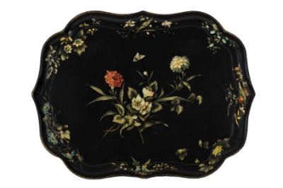 Artist unidentified, “Tray”, England, 1800–1850, Paint on papier-mâché, 1 7/8 x 31 1/4 x 23 9/1…