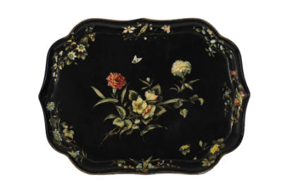 Artist unidentified, “Tray”, England, Mid 19th Century, Paint on papier-mâché, 1 1/2 x 25 1/16 …