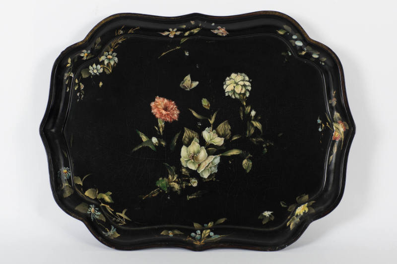 Artist unidentified, “Tray”, England, Mid 19th Century, Paint on papier-mâché, 1 1/4 x 19 3/16 …