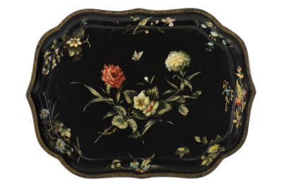 Artist unidentified, “Tray”, England, Mid 19th Century, Paint on papier-mâché, 7/8 x 13 3/16 x …