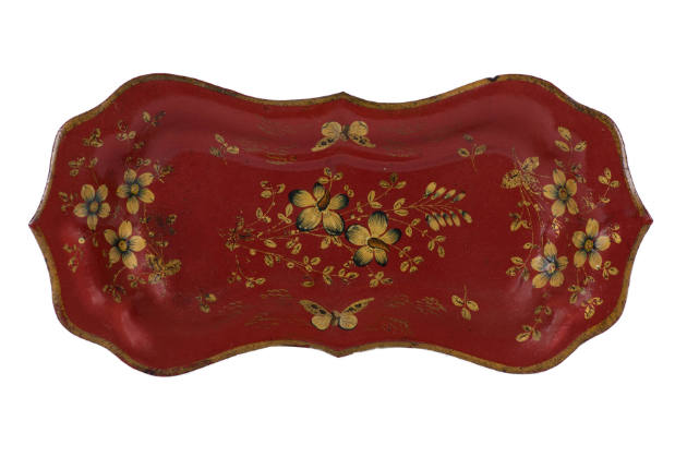 Artist unidentified, “Tray”, Eastern United States, 1840–1850, Paint on tinplate, 10 1/8 x 4 3/…