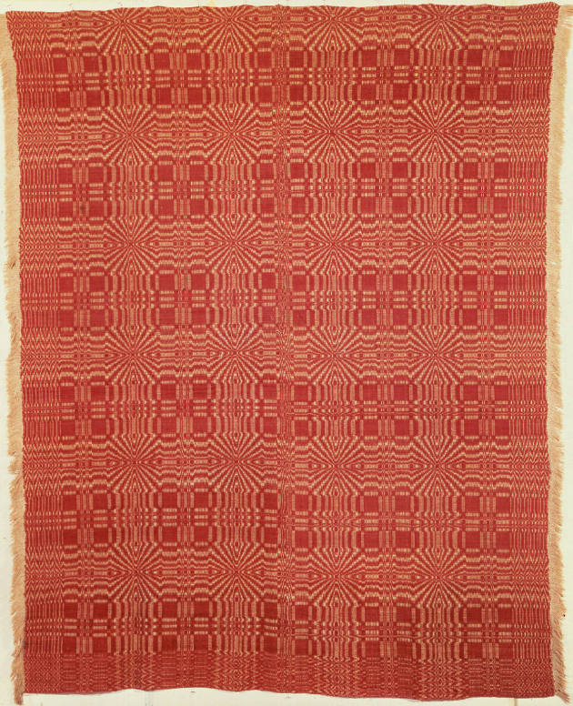 Artist unidentified, “Overshot Coverlet: Sunrise Pattern,” Northeastern United States, 1800–184…