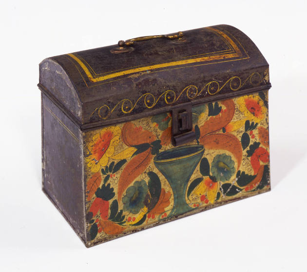 Artist unidentified, “Trunk”, Eastern United States, 19th Century, Paint on tinplate, 7 1/8 x 9…