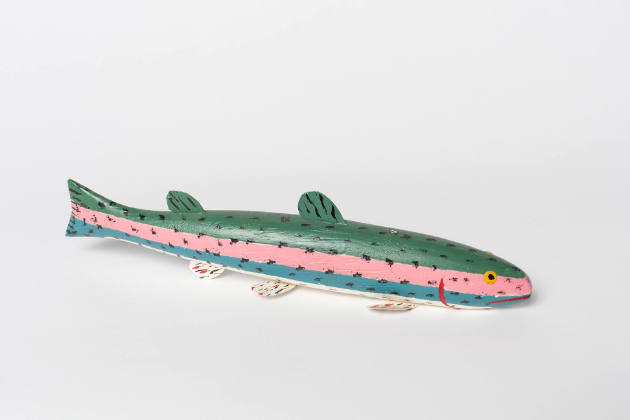 Miles Smith, “Decoy: fish”, United States, 1978, Wood, sheet metal, paint, thumbtack eyes, 
3 …