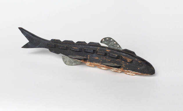 Artist unidentified, “Sturgeon”, United States, 20th century, Paint on wood, sheet metal, nails…