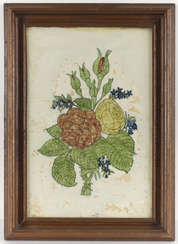 Artist unidentified, “Flowers with White Background”, United States, 1850–1875, Reverse paintin…