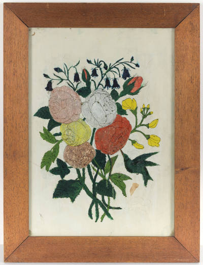 Artist unidentified, “Flowers with White Background”, United States, 1850–1875, Reverse paintin…