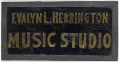 Artist unidentified “Evalyn L. Herrington Music Studio”, United States, c. 1938, Reverse painti…