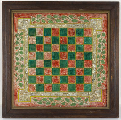 Artist unidentified, “Checkerboard,” United States, 1800–1910, Reverse painting and patterned f…