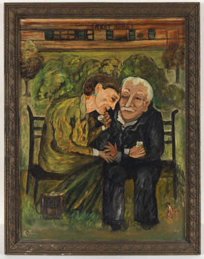 Emily Lunde, (b. 1914), “Plain Jane and Sly Old Man”, Grand Forks, North Dakota, n.d., Oil on c…