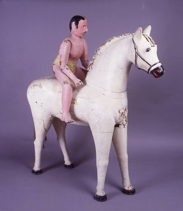 Artist unidentified, “Rider”, United States or Canada, n.d., Paint on wood, metal, glass, 32 × …