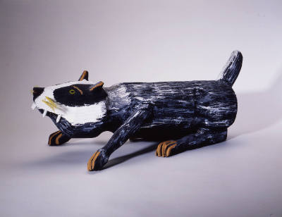 Joe Archuleta, “Carved Racoon,” New Mexico, 1988, Paint on wood, 19 × 8 1/2 × 10 in., Collectio…