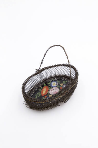 Artist unidentified, (1805-1900), “Basket,” United States, late 1800s, Reverse-glass painting, …