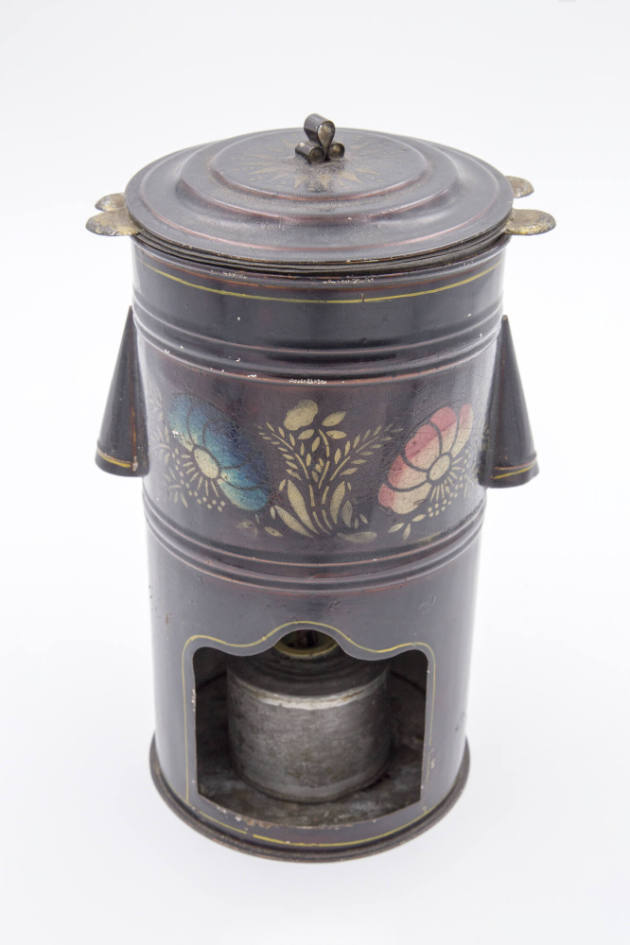 Artist unidentified, (1805-1900), “Pap warmer,” United States, Late 19th Century, Paint on tin,…