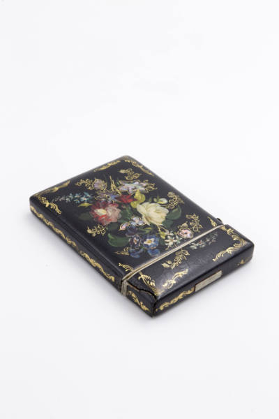 Artist unidentified, “Card Case”, Eastern United States, c. 1850, Paint on wood, with mother of…