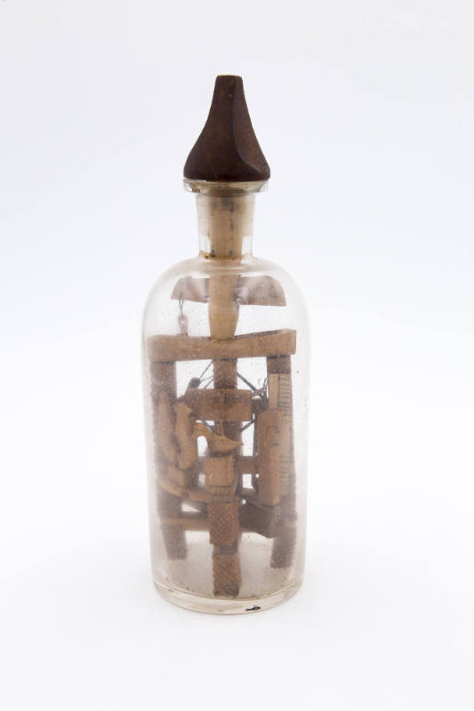 Artist unidentified, “The Christian Carpenter”, United States, n.d., Glass, wood, thread, metal…