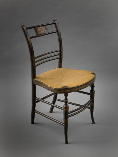 Artist unidentified, “Chair,” United States, 1800–1826, Wood and rush, 33 1/2 x 18 1/4 x 16 ¼ i…