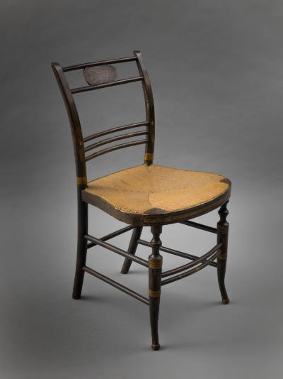 Artist unidentified, “Chair,” United States, 1800–1827, Wood and rush, 34 1/2 x 18 1/4 x 16 ¼ i…