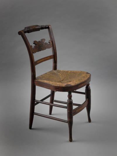 Artist unidentified, “Chair”, Eastern United States, n.d., Paint on wood with rush seat, 33 1/2…