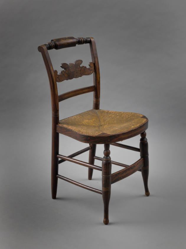 Artist unidentified, “Chair”, Eastern United States, n.d., Paint on wood with rush seat, 33 3/4…