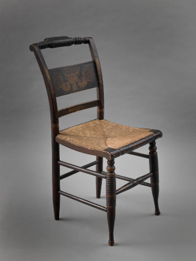 Artist unidentified, “Chair”, Eastern United States, 19th Century, Paint on wood with rush seat…