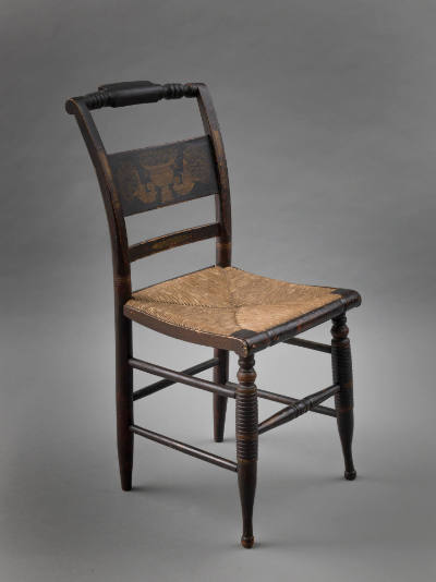 Artist unidentified, “Chair”, Eastern United States, 19th Century, Paint on wood with rush seat…