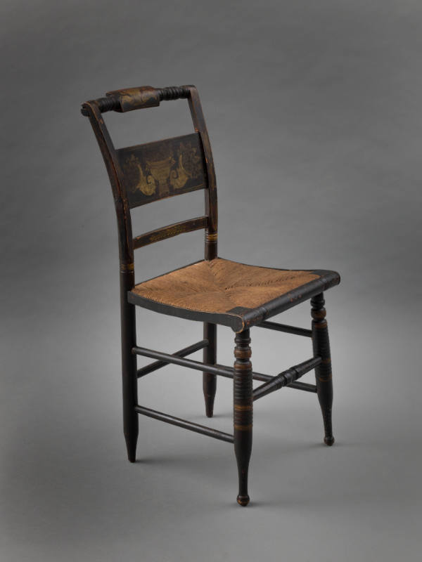 Artist unidentified, “Chair”, Eastern United States, 19th Century, Paint on wood with rush seat…