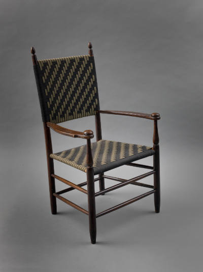Artist unidentified, “Chair,” Mount Lebanon, New York, 19th century, Maple, woven fabric seat a…