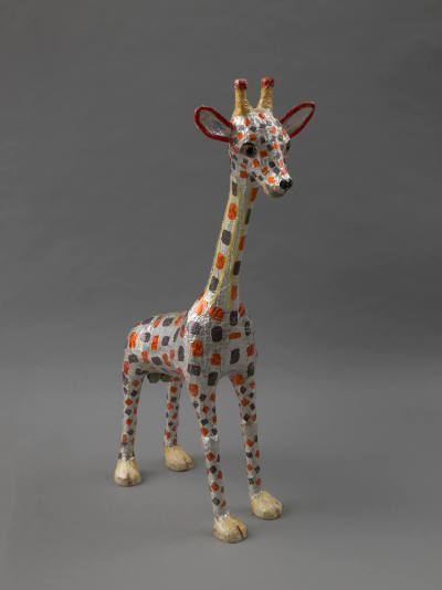 Gregorio Marzan, (1906–1997), “Giraffe,” Bronx, New York, c. 1983, Clear and metallic tape on c…