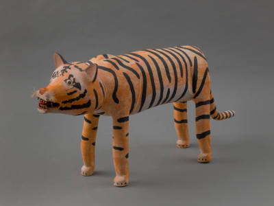 David Alvarez, (1953–2010), “Tiger,” Sante Fe, New Mexico, c 1980's, Paint on cottonwood with s…