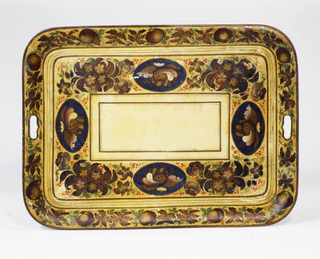 Artist unidentified, “Tray”, Eastern United States, 1800s, Paint on tin, 1 1/4 x 22 1/2 x 30 3/…